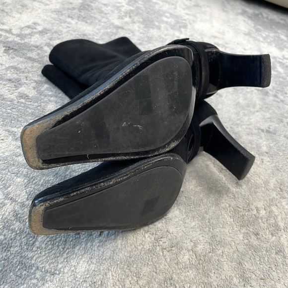 Sergio Rossi 80mm Black Suede Booties Squared Pointed Toe Buckle Sz 39.5 - Picture 11 of 15